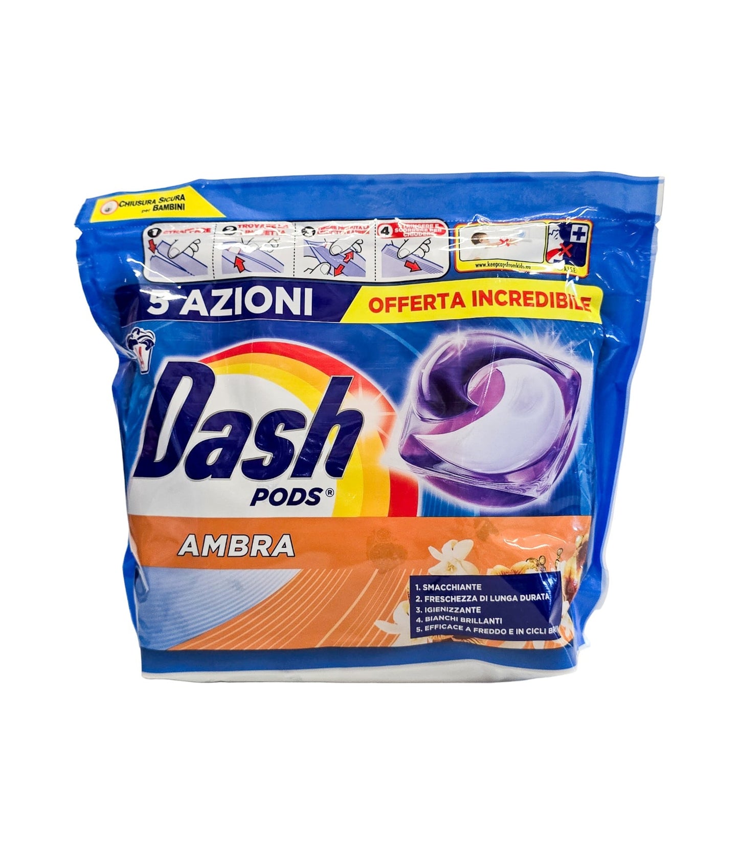 Detergent haine capsule 3in1 Dash 44buc ambra tutto in 1