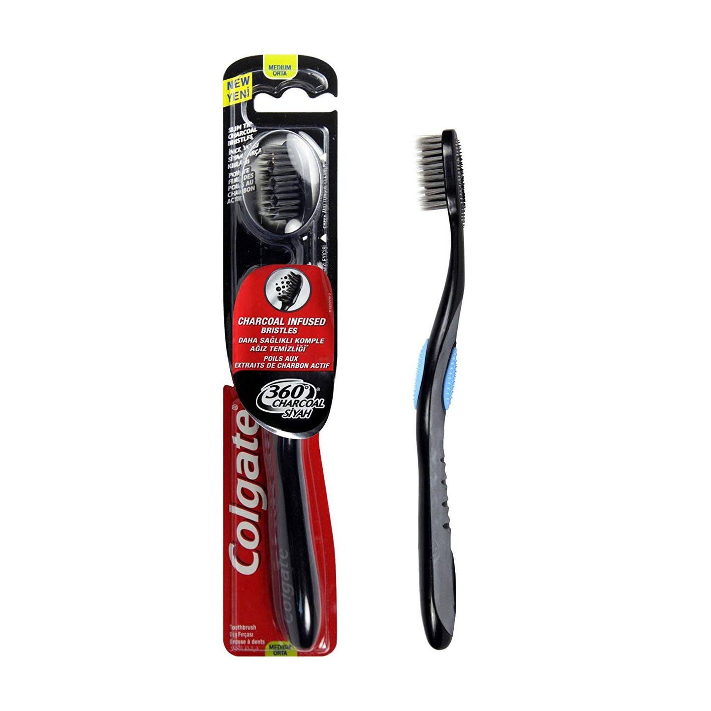 Periuta de dinti Colgate 360 1buc charcoal infused black medium