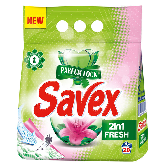 Detergent haine pulbere automat Savex 20sp 2kg 2in1 fresh