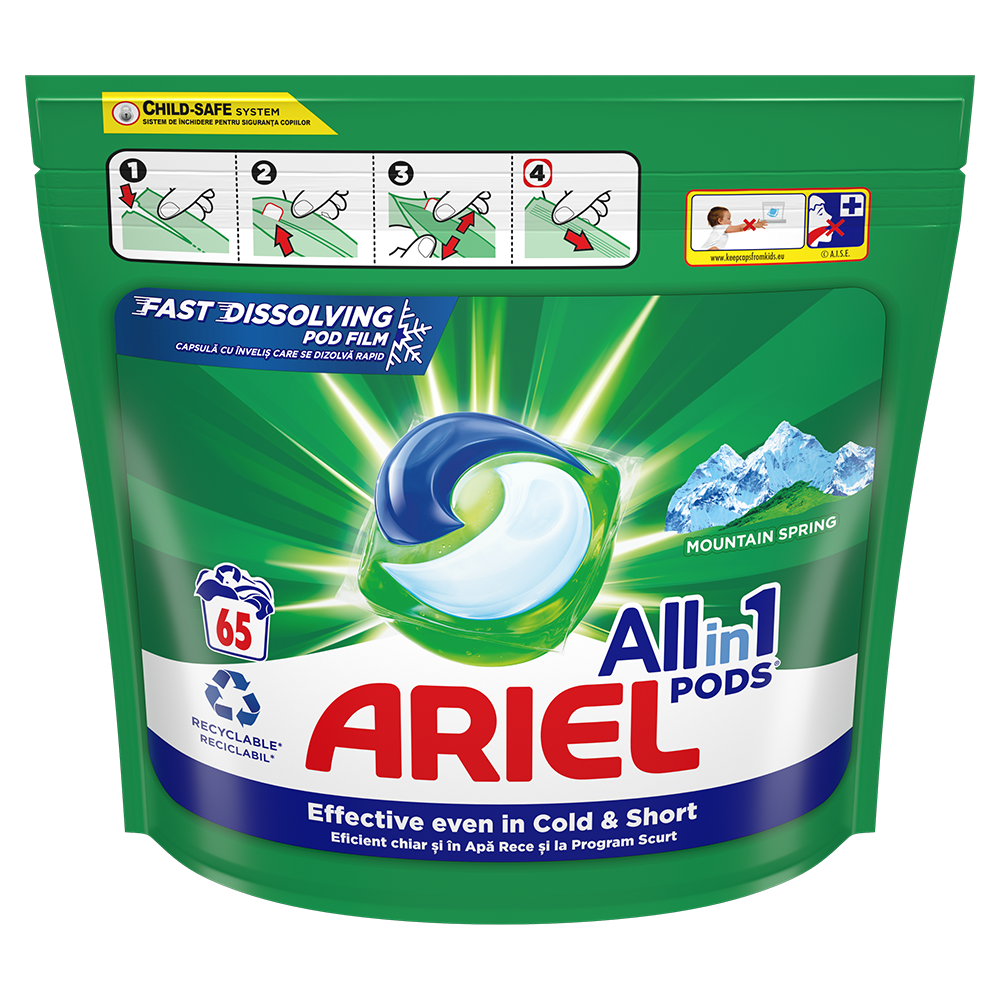 Detergent haine capsule Ariel 65sp all in 1 montain spring