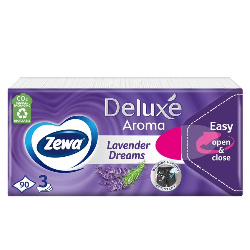 Batiste nazale din hartie 3str Zewa 90buc deluxe lavender