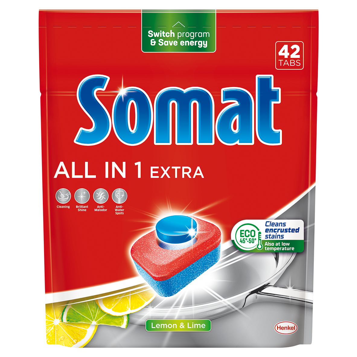 Detergent vase tablete Somat 42buc all in 1 extra lemon lime