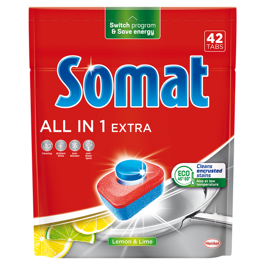 Detergent vase tablete Somat 42buc all in 1 extra lemon lime