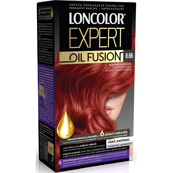 Vopsea de par 8.66 Loncolor expert oil fusion rosu intens deschis