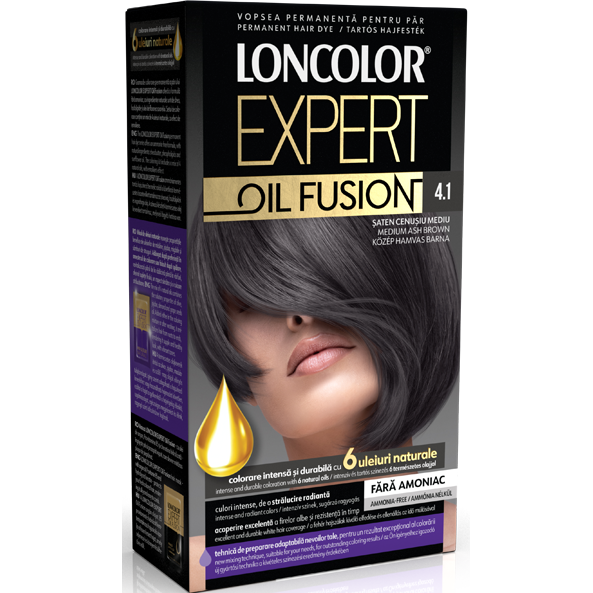 Vopsea de par 4.1 Loncolor expert oil fusion saten cenusiu mediu