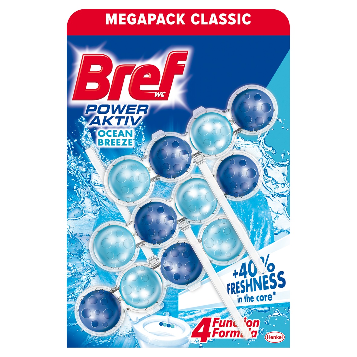 Odorizant toaleta Bref 3x50g power active - ocean breeze