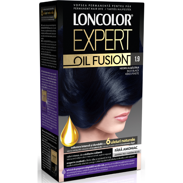 Vopsea de par 1.9 Loncolor expert oil fusion negru albastrui