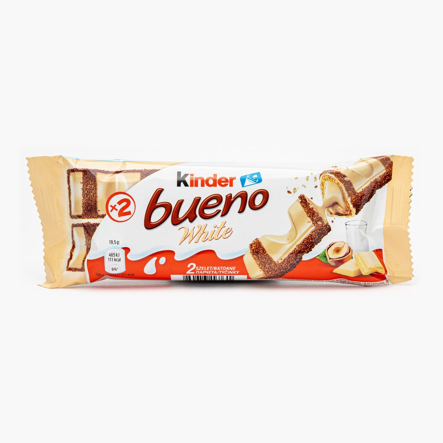 Napolitana Kinder bueno 39g t2 glazurata cu ciocolata alba